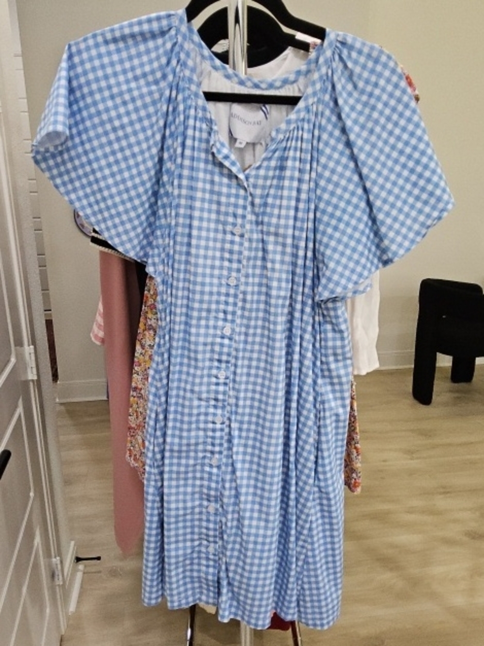 Addison Bay Light Blue Gingham Button-Front Dress